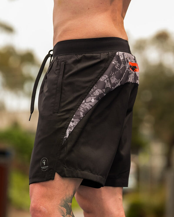 Hybrid Active Shorts Splatter - Grey 5" Tucann 
