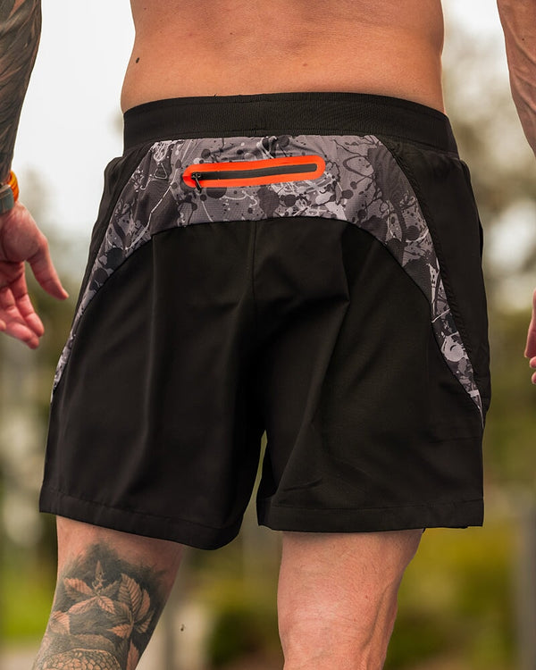 Hybrid Active Shorts Splatter - Grey 5" Tucann 