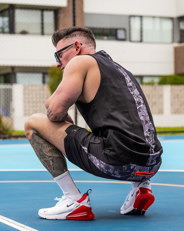 Hybrid Active Shorts Splatter - Grey 5" Tucann 