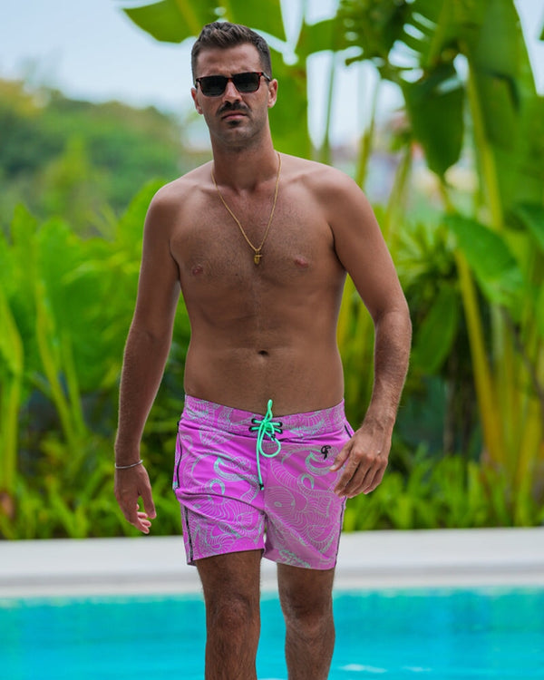 Jelly-Ink Swim Trunks - Purple - 5" Swim Trunks Tucann 