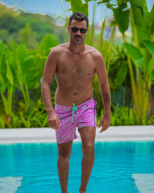 Jelly-Ink Swim Trunks - Purple - 5" Swim Trunks Tucann 