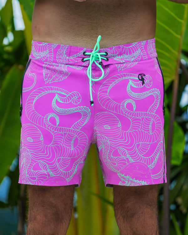 Jelly-Ink Swim Trunks - Purple - 5" Swim Trunks Tucann 