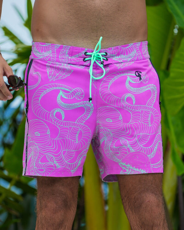 Jelly-Ink Swim Trunks - Purple - 5" Swim Trunks Tucann 