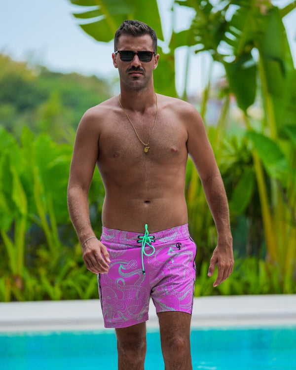 Jelly-Ink Swim Trunks - Purple - 5" Swim Trunks Tucann 
