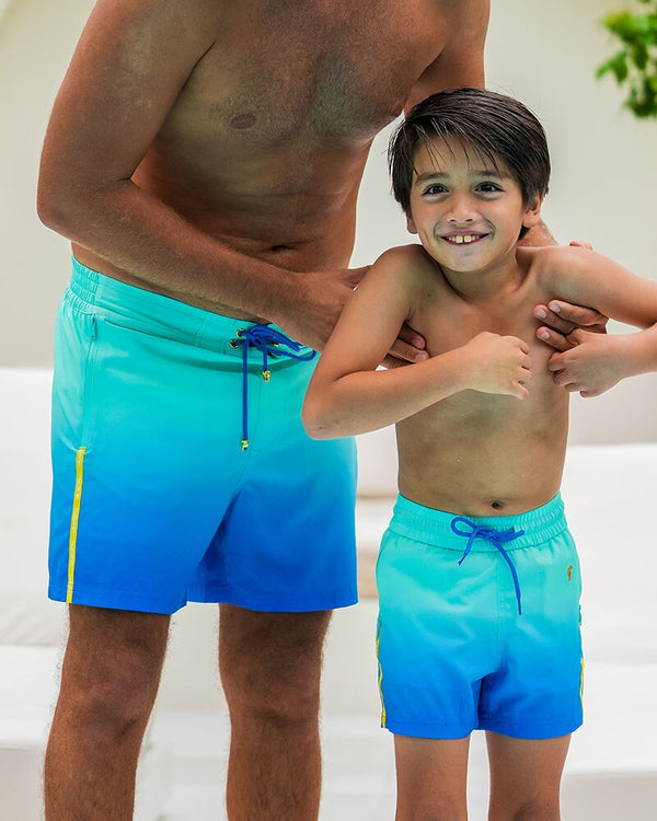 Kids Shorts-Faded Ocean Kids Swim Shorts Tucann 