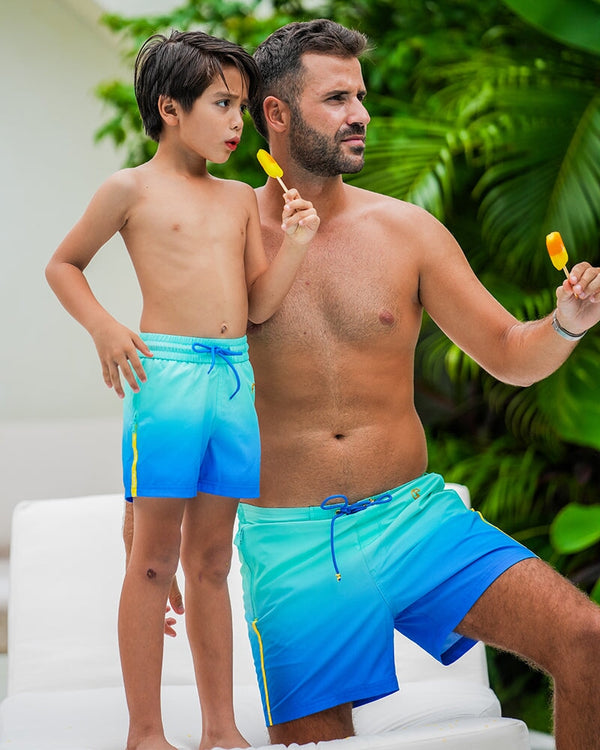 Kids Shorts-Faded Ocean Kids Swim Shorts Tucann 