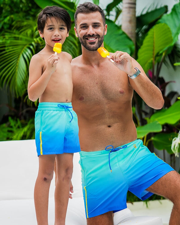 Kids Shorts-Faded Ocean Kids Swim Shorts Tucann 