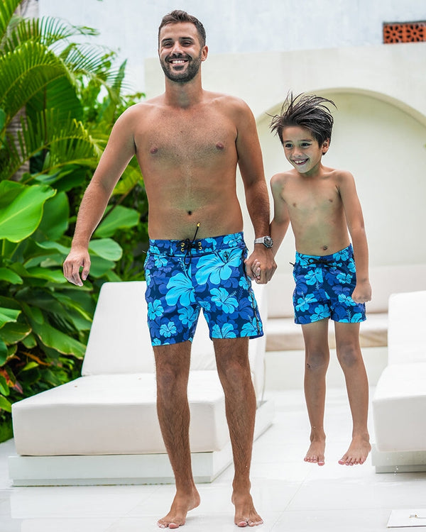 Kids Shorts - Hawaiian Blue Kids Swim Shorts Tucann 