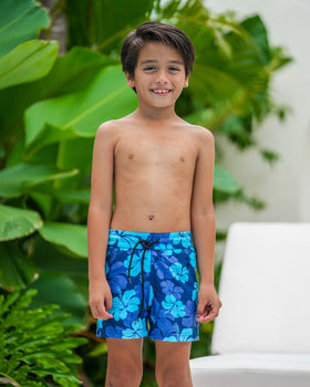 Kids Shorts - Hawaiian Blue Kids Swim Shorts Tucann 