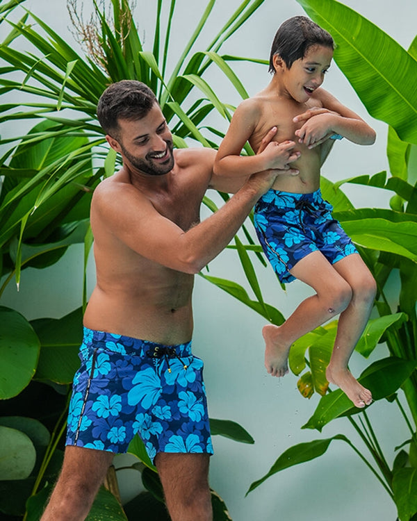 Kids Shorts - Hawaiian Blue Kids Swim Shorts Tucann 