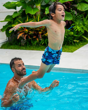 Kids Shorts - Hawaiian Blue Kids Swim Shorts Tucann 