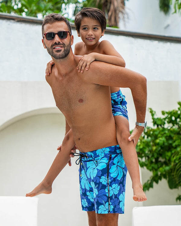 Kids Shorts - Hawaiian Blue Kids Swim Shorts Tucann 