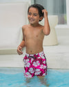 Kids Shorts-Hawaiian Red Kids Swim Shorts Tucann 