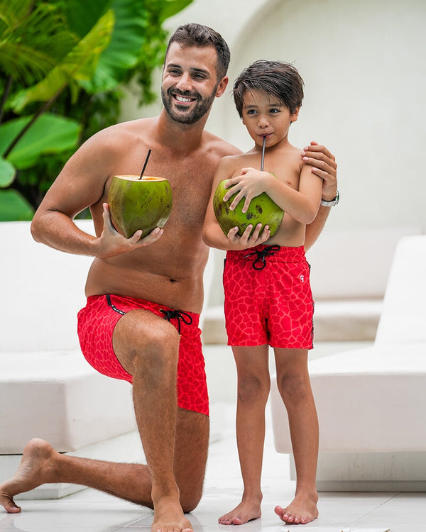 Kids Shorts-Red Mirage Shorts / Board shorts Tucann 