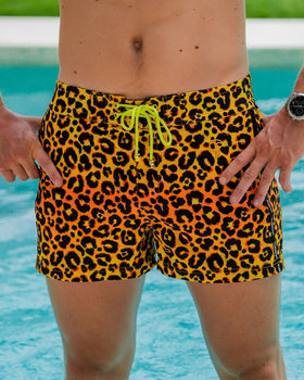 Leopard Print Gold Swim Shorts - 3