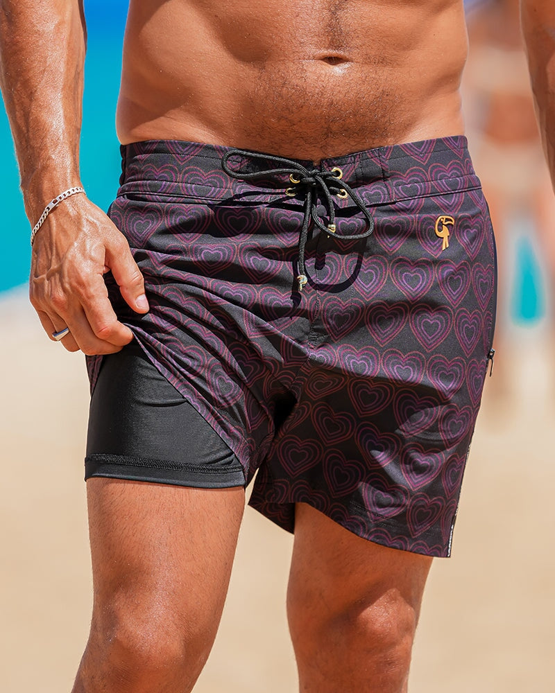 Lovestruck Swim Trunks - Noir - 5" Tucann 