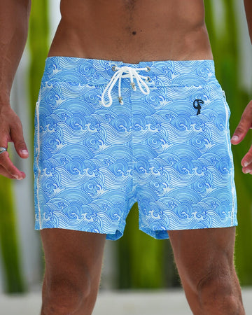 Make Waves Blue V2 Swim Shorts - 3" Shorts / Board shorts Tucann 