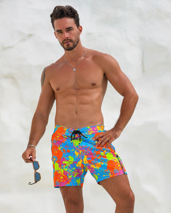 Neon Splatter Aqua - 5" Swim Trunks Tucann 