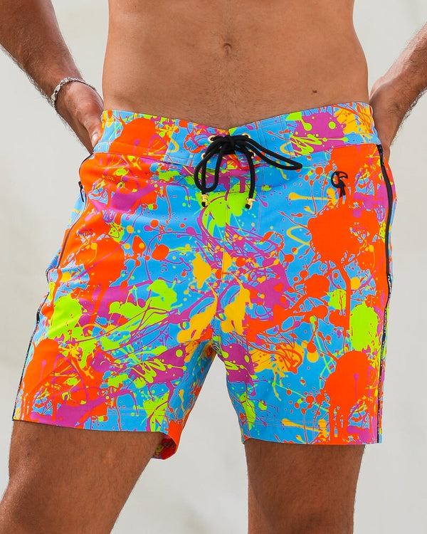 Neon Splatter Aqua - 5" Swim Trunks Tucann 