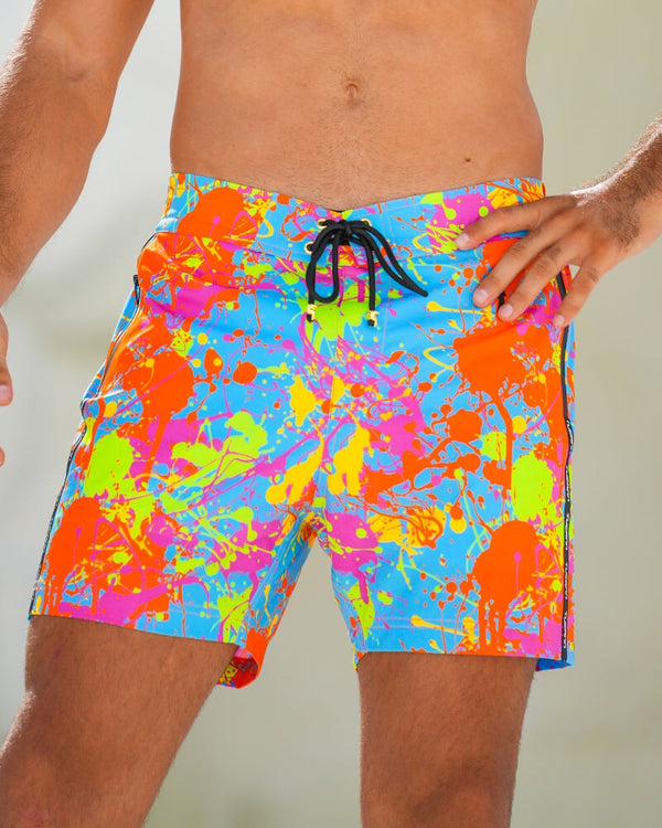 Neon Splatter Aqua - 5" Swim Trunks Tucann 