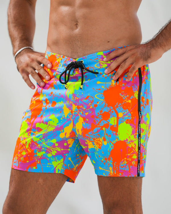 Neon Splatter Aqua - 5" Swim Trunks Tucann 