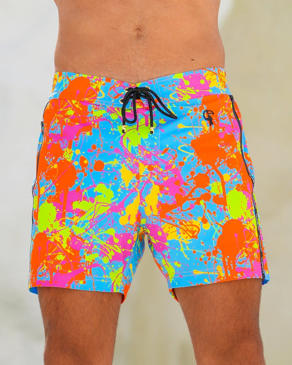 Neon Splatter Aqua - 5" Swim Trunks Tucann 