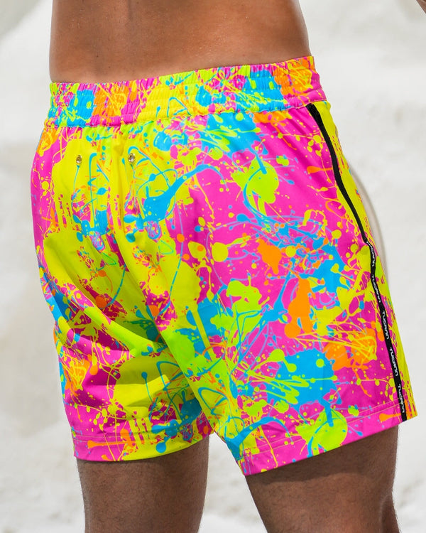 Neon Splatter Crimson - 5" Swim Trunks Tucann 