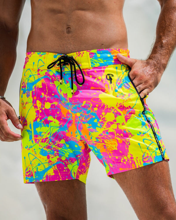 Neon Splatter Crimson - 5" Swim Trunks Tucann 