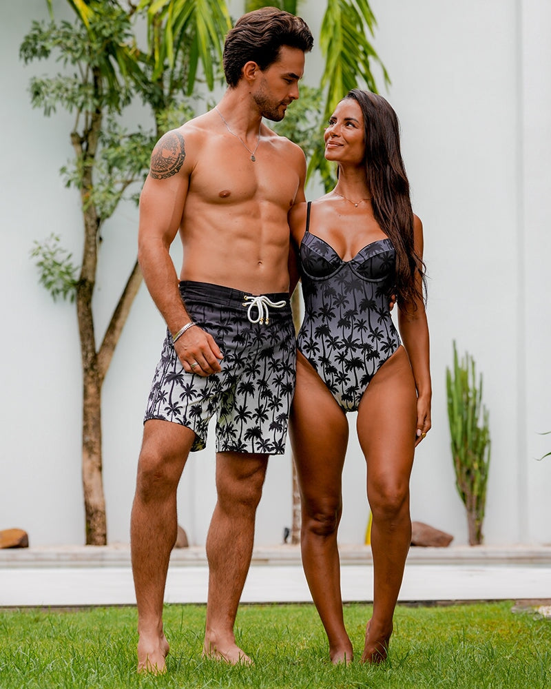 One Piece Bikini-Faded Palms-Onyx Tucann 