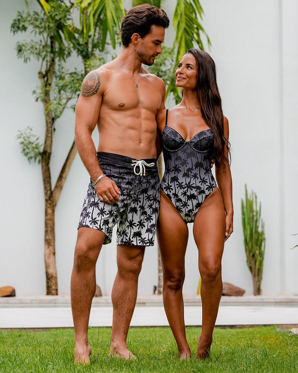 One Piece Bikini-Faded Palms-Onyx Tucann 