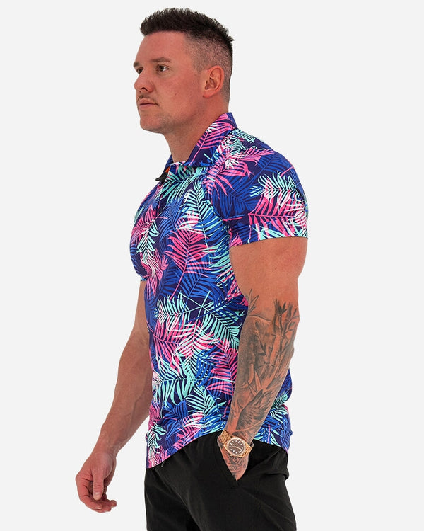 Pink and Blue Palms Polo SHIRT Tucann 