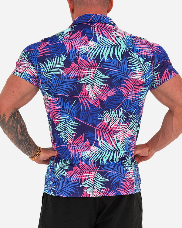 Pink and Blue Palms Polo SHIRT Tucann 