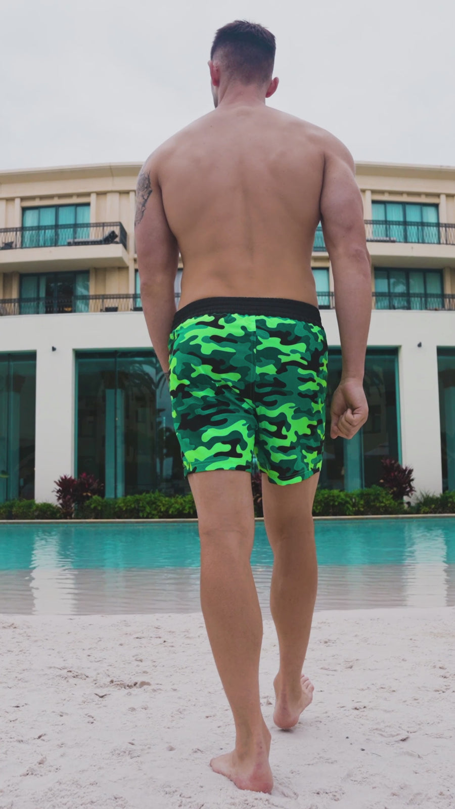 Jungle Green Camo Swim Trunks - 5"