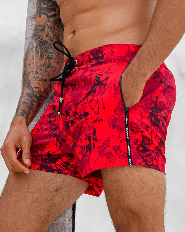 Splatter Red 3" Swim Trunks Tucann 