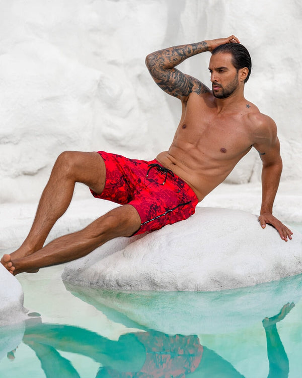 Splatter Red 7" Swim Trunks Tucann 
