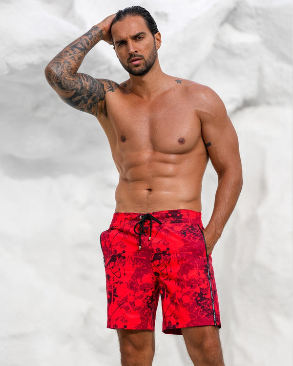 Splatter Red 7" Swim Trunks Tucann 