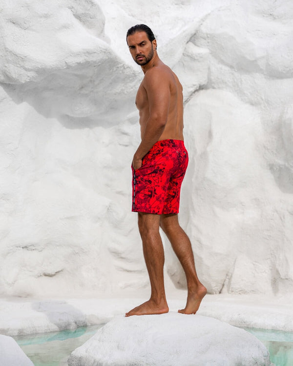 Splatter Red 7" Swim Trunks Tucann 