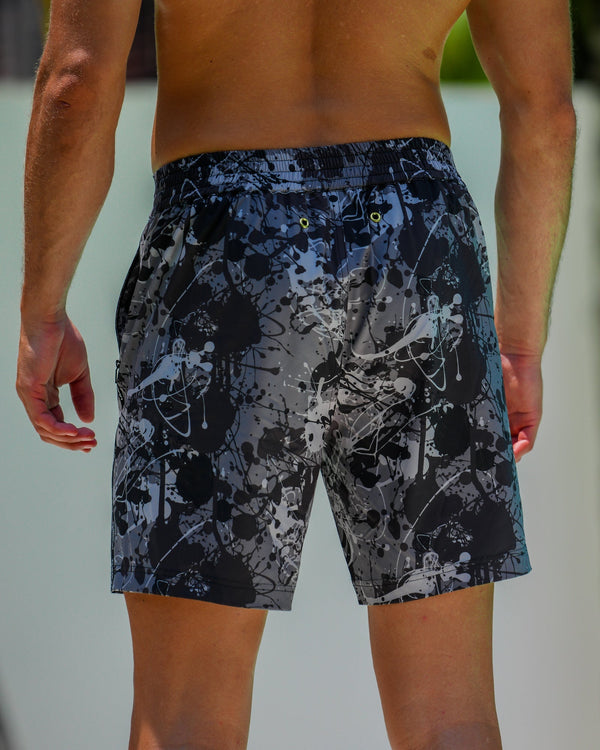 Splatter Swim Shorts Black - 7" Shorts / Board shorts Tucann 
