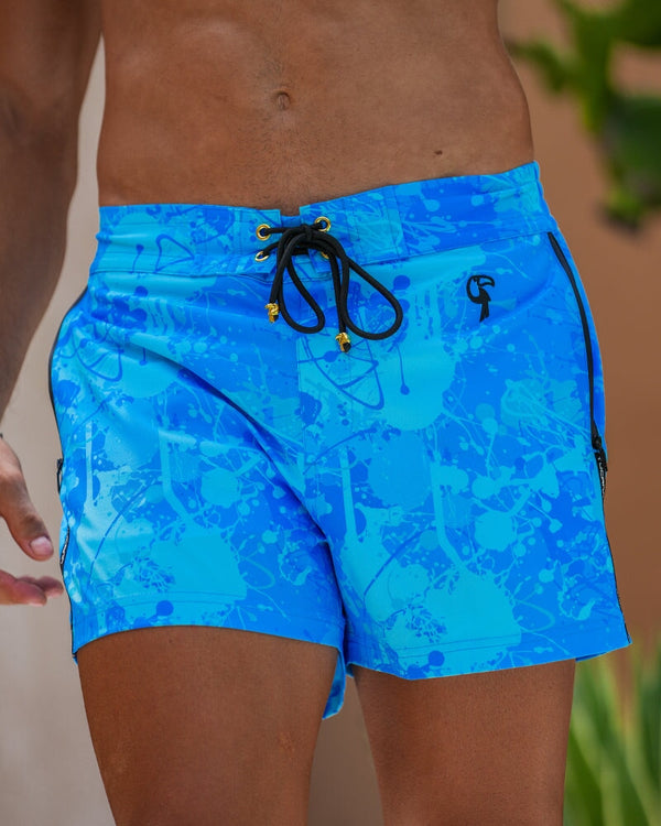 Splatter Swim Shorts Blue - 3" Shorts / Board shorts Tucann 