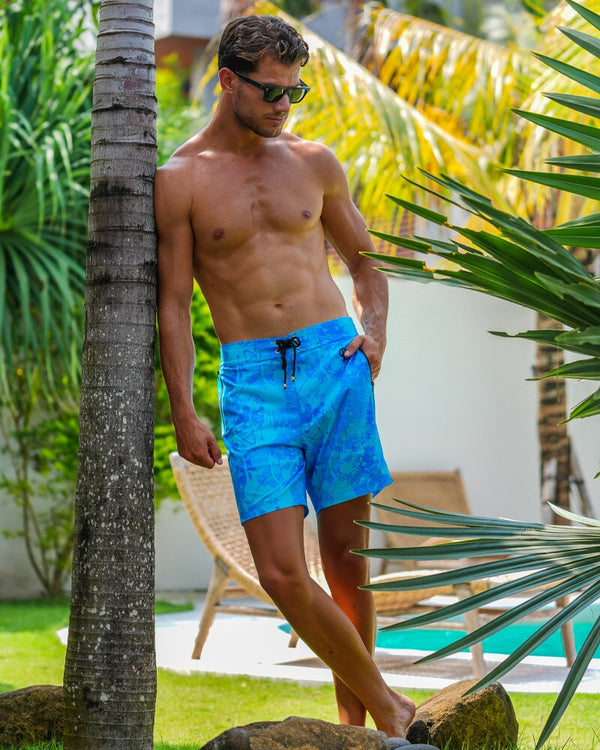 Splatter Swim Shorts Blue - 7" Shorts / Board shorts Tucann 