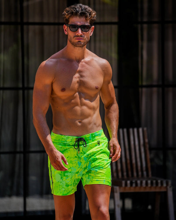 Splatter Swim Shorts Green - 5" Shorts / Board shorts Tucann 