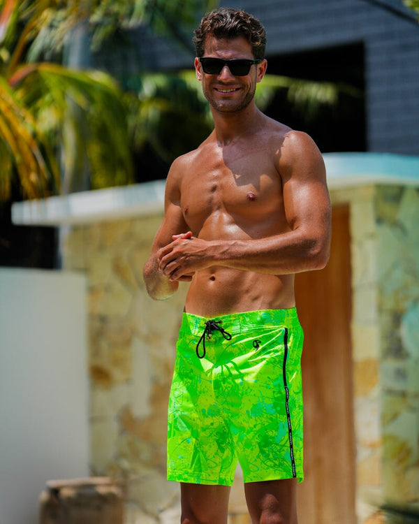 Splatter Swim Shorts Green - 7" Shorts / Board shorts Tucann 