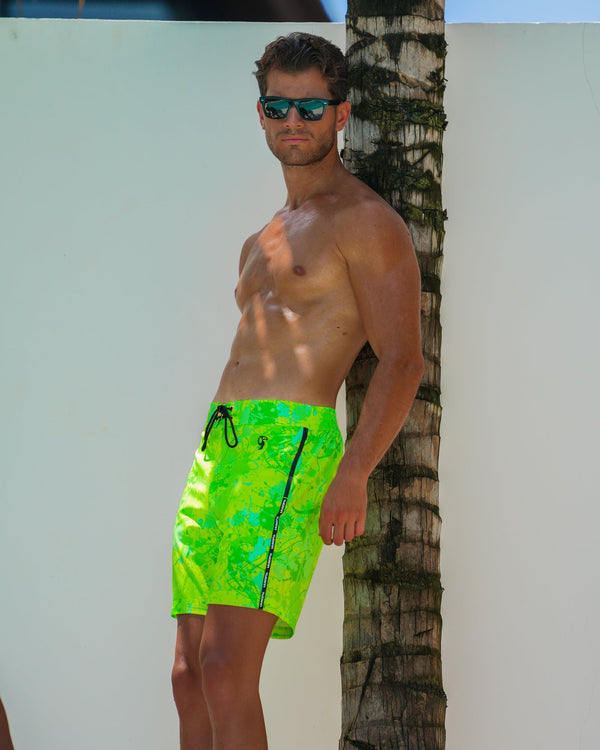 Splatter Swim Shorts Green - 7" Shorts / Board shorts Tucann 
