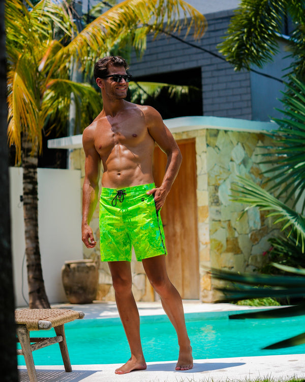 Splatter Swim Shorts Green - 7" Shorts / Board shorts Tucann 