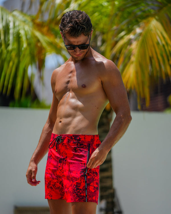 Splatter Swim Shorts Red - 5" Shorts / Board shorts Tucann 