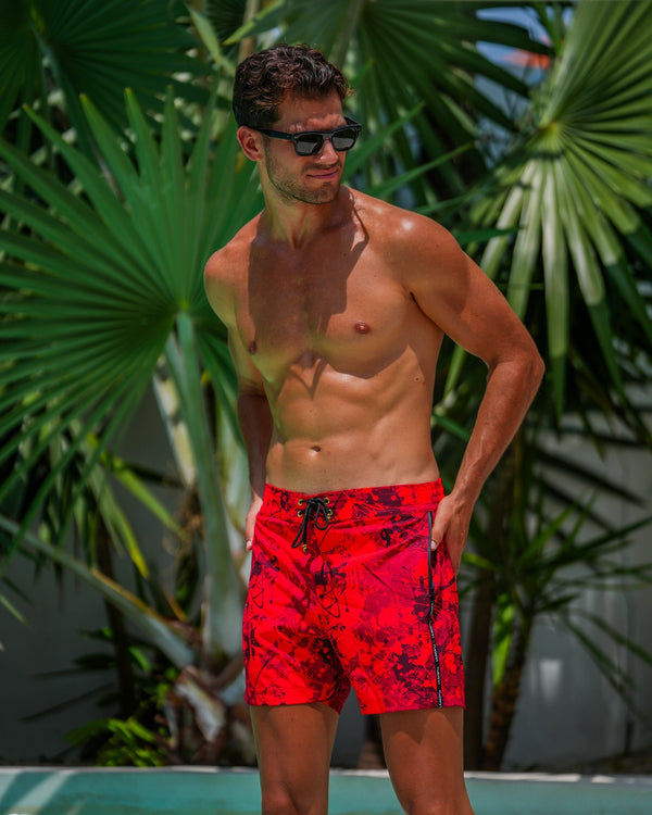 Splatter Swim Shorts Red - 5" Shorts / Board shorts Tucann 