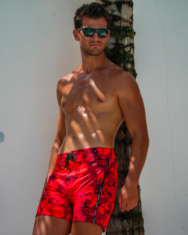 Splatter Swim Shorts Red - 5" Shorts / Board shorts Tucann 