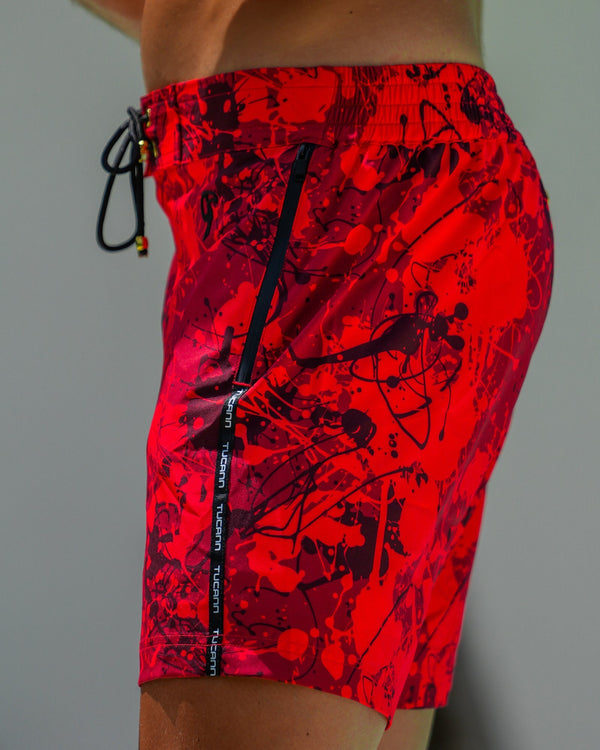 Splatter Swim Shorts Red - 5" Shorts / Board shorts Tucann 