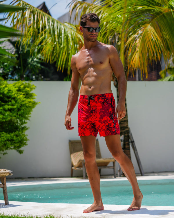 Splatter Swim Shorts Red - 5" Shorts / Board shorts Tucann 