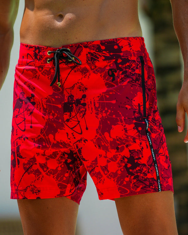 Splatter Swim Shorts Red - 5" Shorts / Board shorts Tucann 
